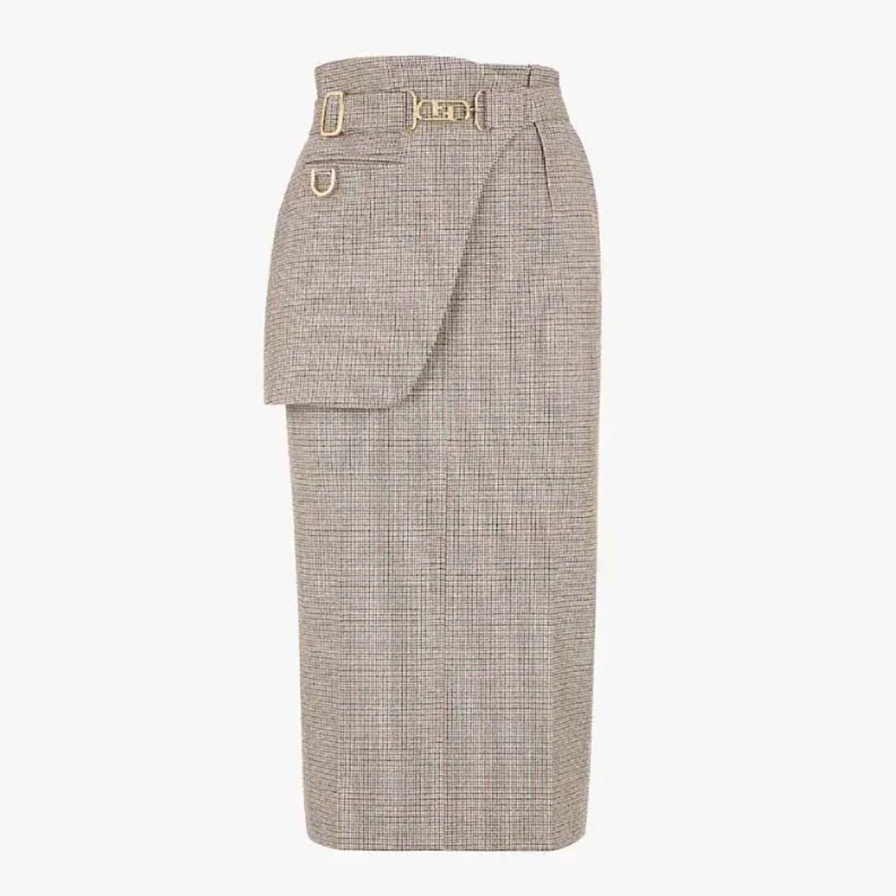 Fendi Beige Houndstooth Wool Skirt for Women