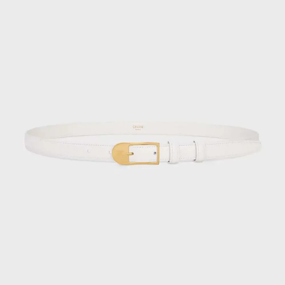 Celine Bc-25 18mm Belt In Taurillon Leather for Women in White Celine Bc-25 18mm Belt In Taurillon Leather for Women in White