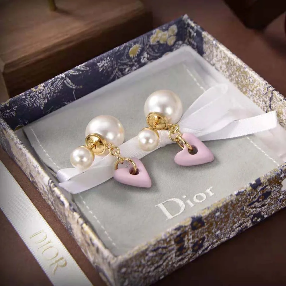 Dior Tribales Earrings Gold-Finish Metal and with Pink Glass for Women