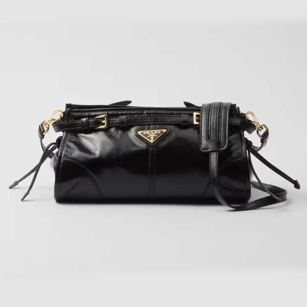 Prada Small Leather Shoulder Bag for Women in Black Prada Small Leather Shoulder Bag for Women in Black