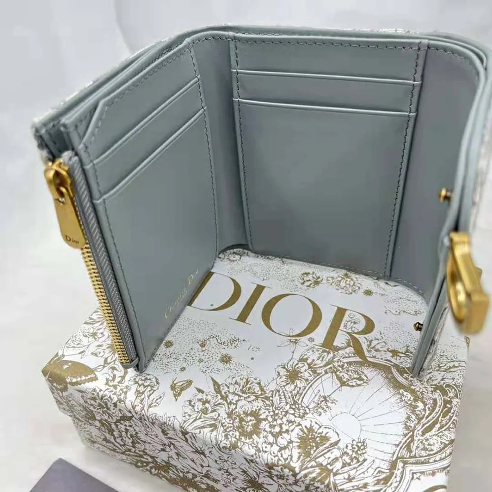 Dior Saddle Lotus Wallet Gray Dior Oblique Jacquard for Women Dior Saddle Lotus Wallet Gray Dior Oblique Jacquard for Women