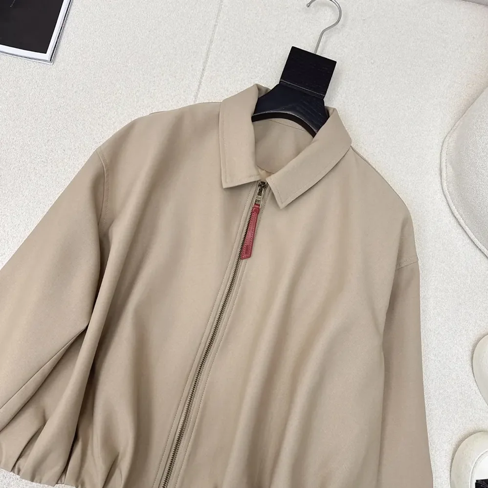 Loewe Draped Jacket in Cotton and Silk for Women in Khaki Brown Loewe Draped Jacket in Cotton and Silk for Women in Khaki Brown