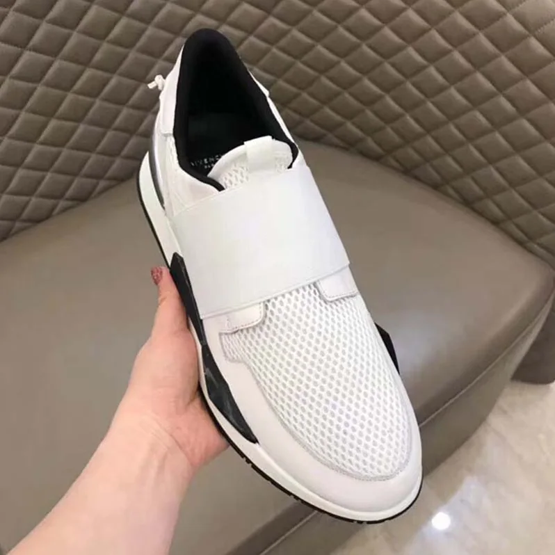 Givenchy Elastic Strap Sneakers in Suede and Leather Shoes White for Women