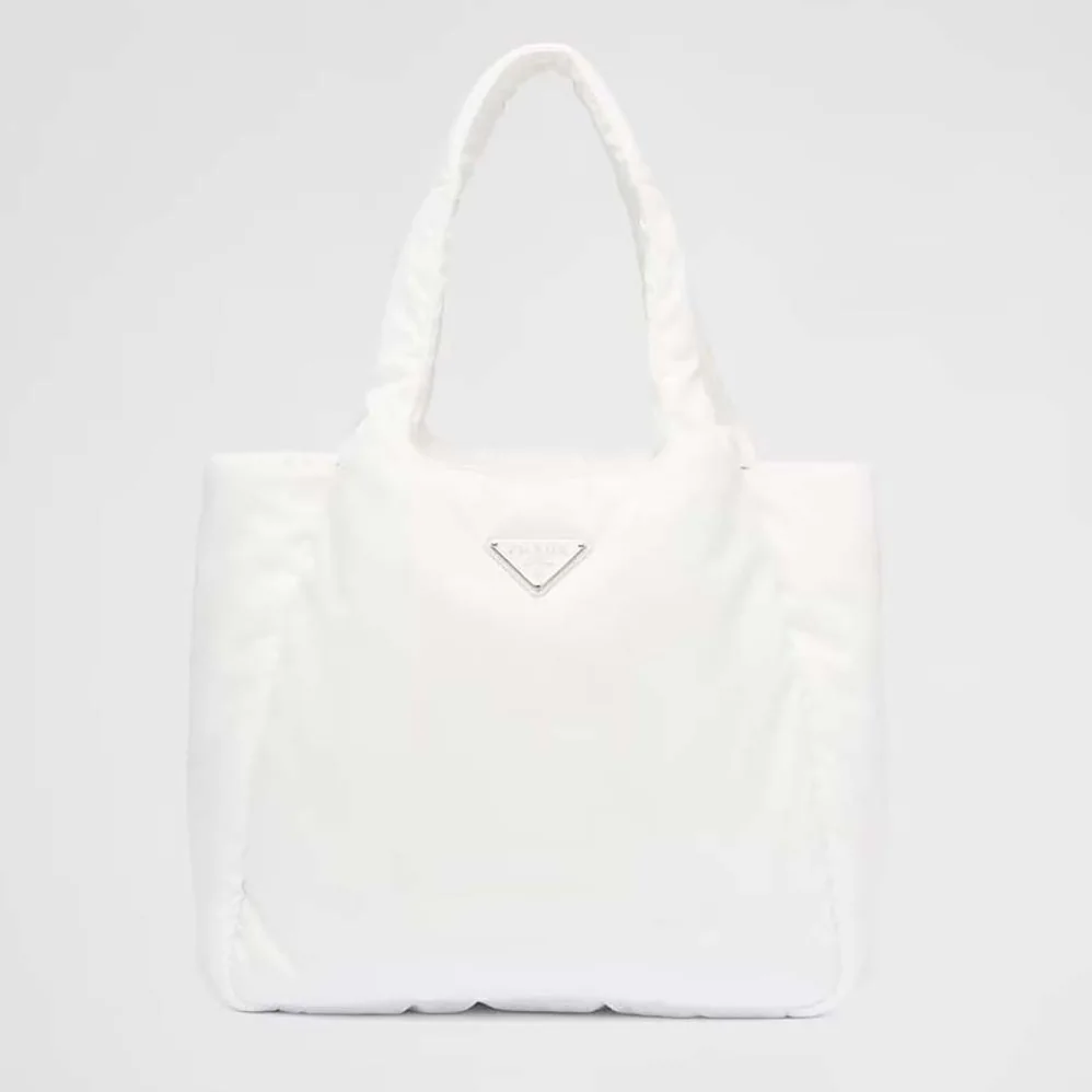 Prada Large Padded Re-Nylon Tote Bag for Women in White Prada Large Padded Re-Nylon Tote Bag for Women in White
