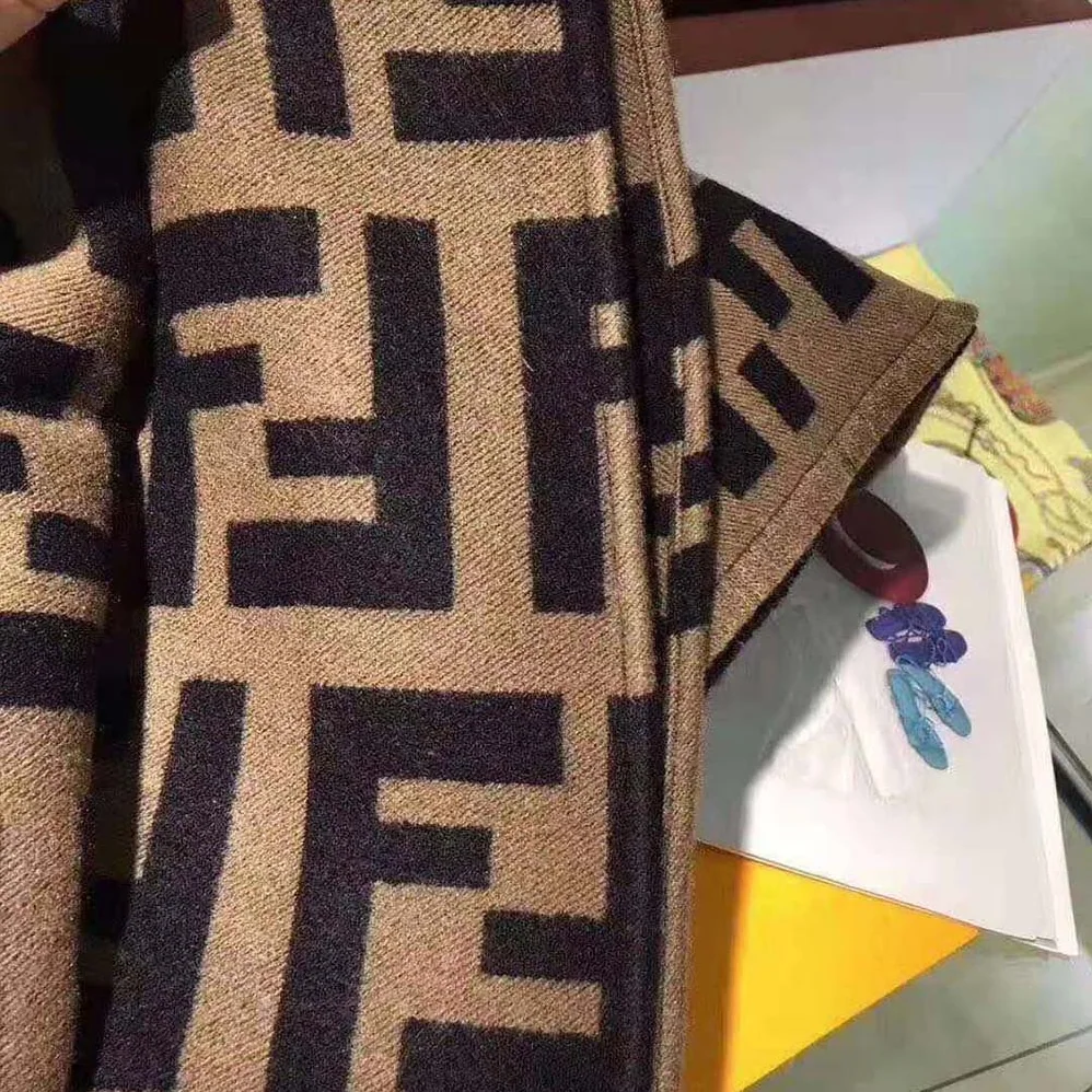Fendi FF Poncho Multicolor Wool and Silk Poncho for Women in Brown