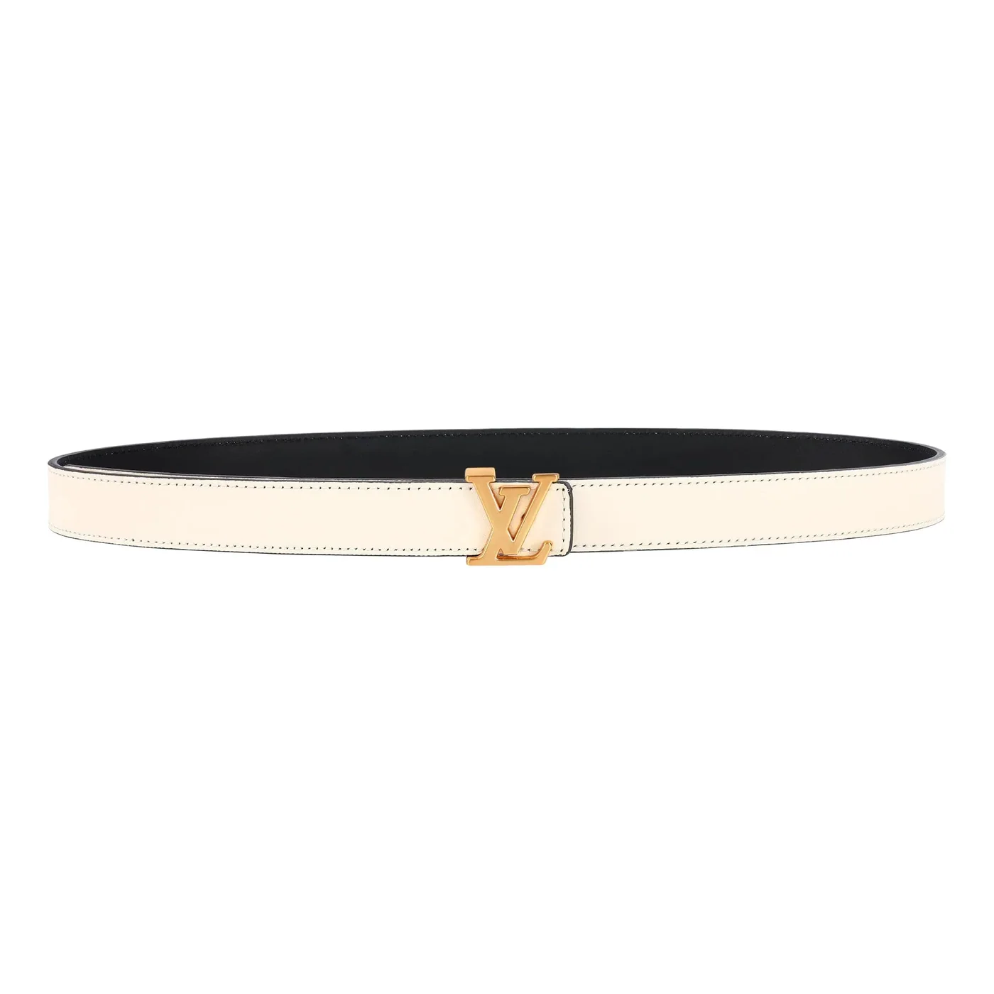 Reversible Beige in Black Leather Belt