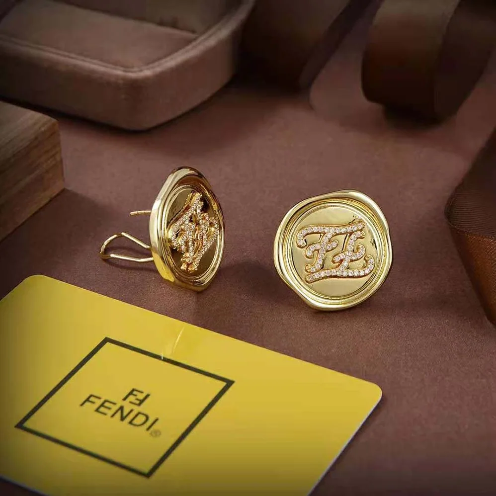 Fendi Karligraphy Gold for Women in colored Earrings