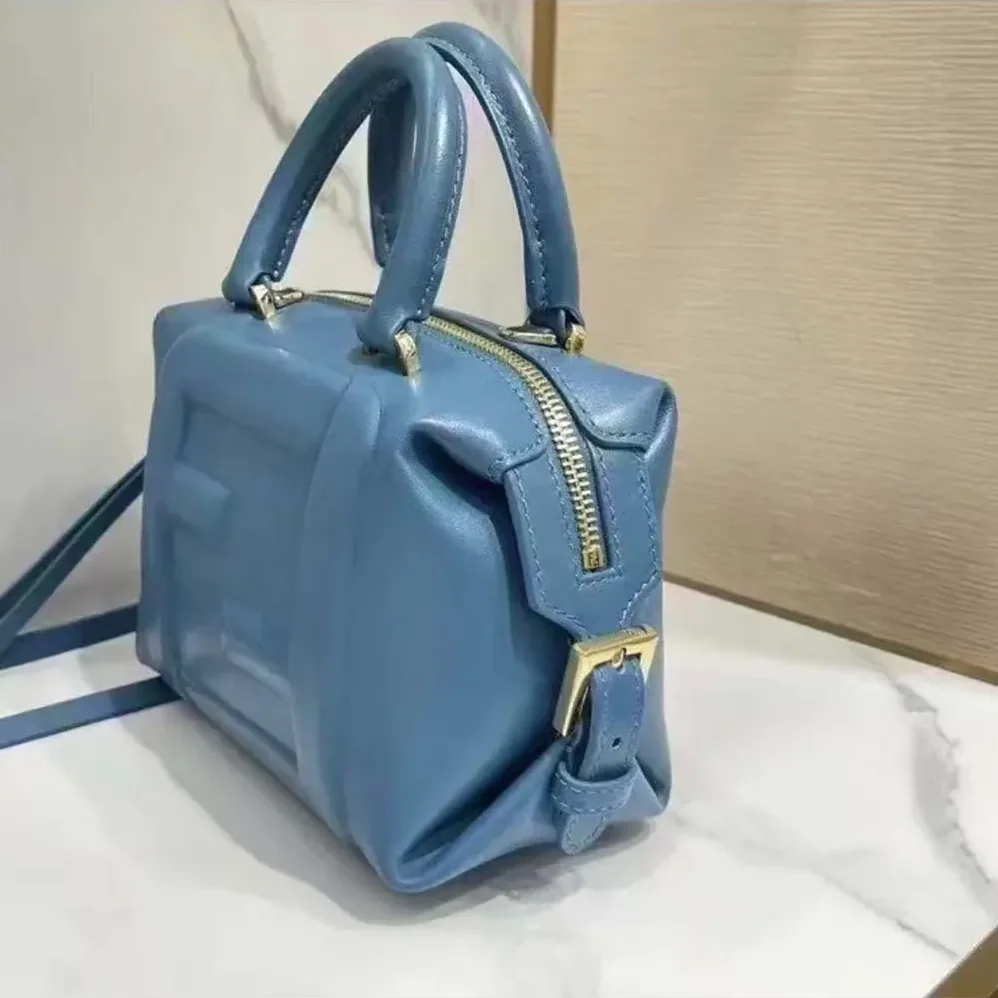 Fendi Nappa FF Mini Cube Bag for Women in Blue