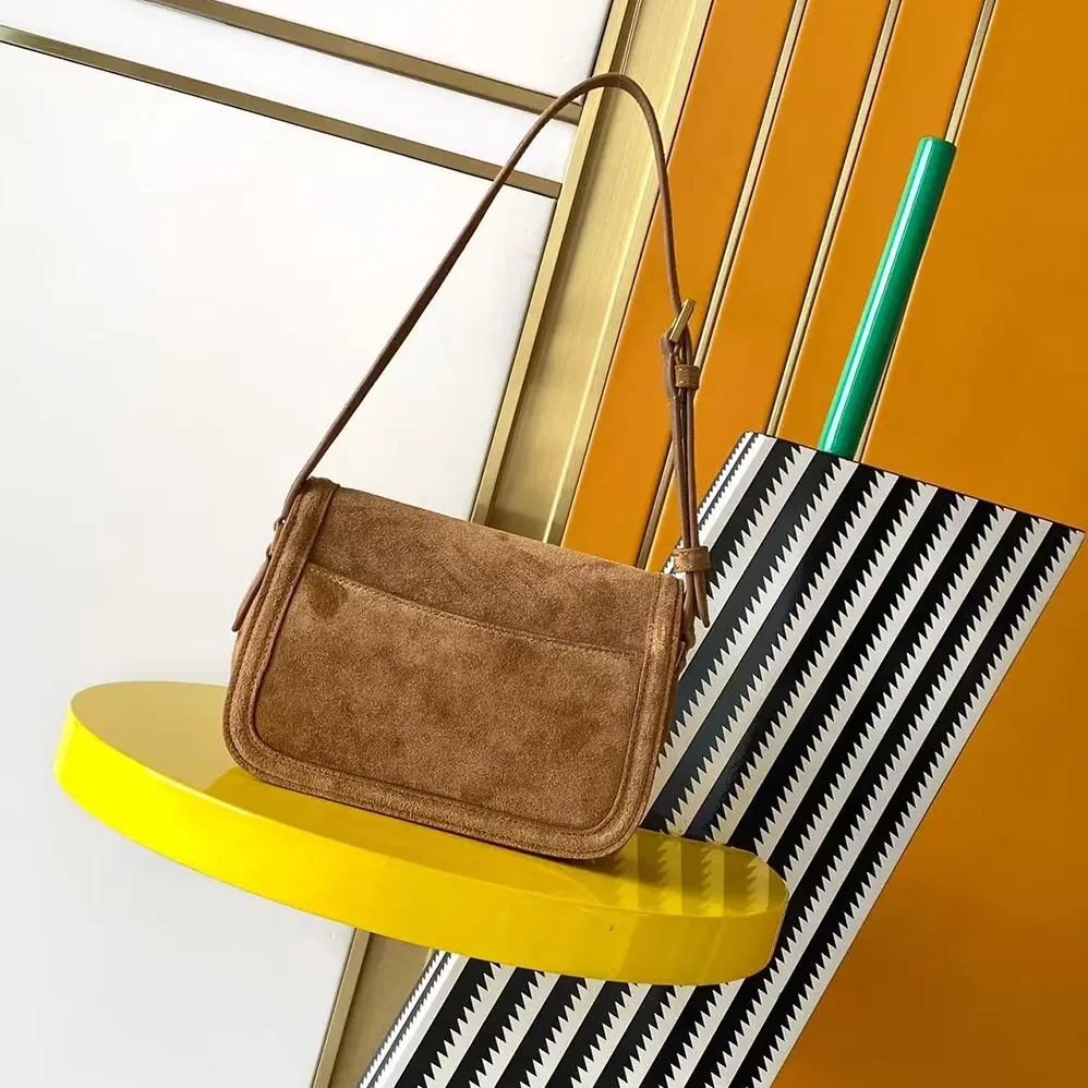 Saint Laurent YSL Solferino Small In Suede for Women in Brown Saint Laurent YSL Solferino Small In Suede for Women in Brown