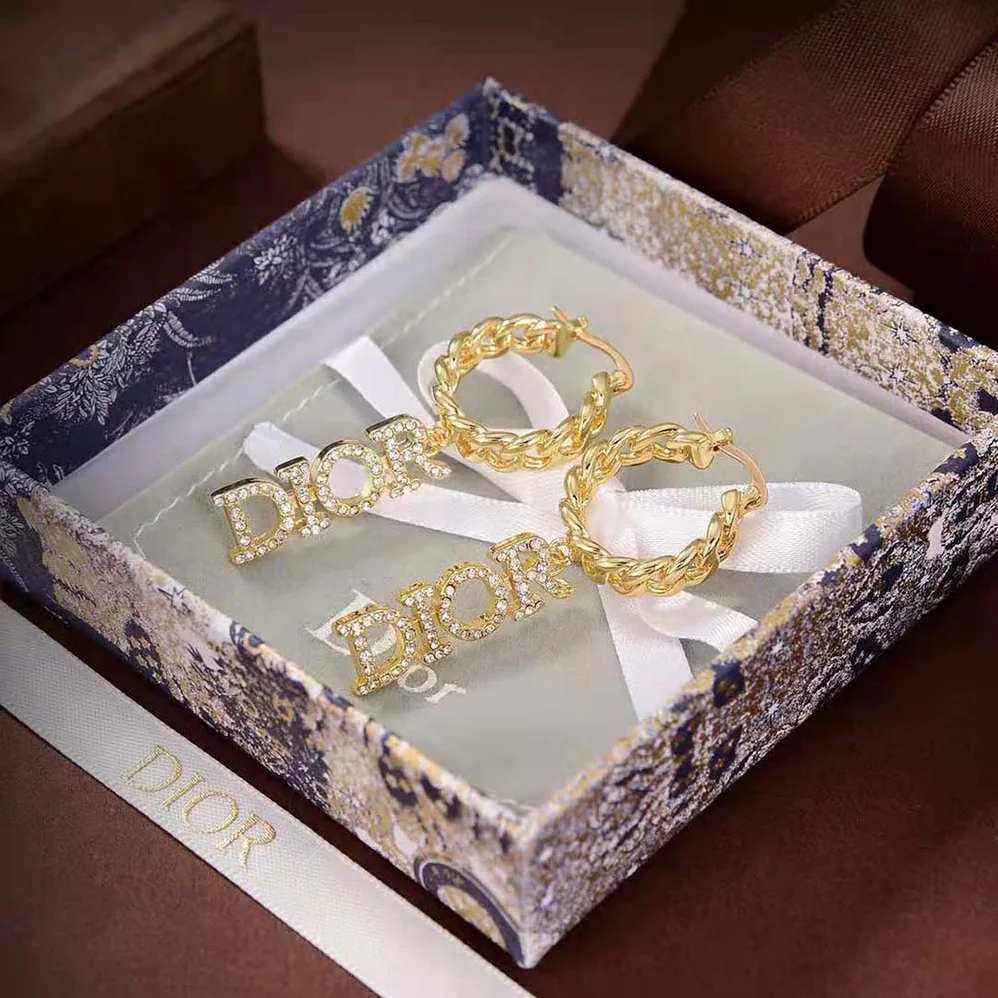 Dior Dio(r)evolution Earrings Gold-Finish Metal and White Crystals for Women Dior Dio(r)evolution Earrings Gold-Finish Metal and White Crystals for Women