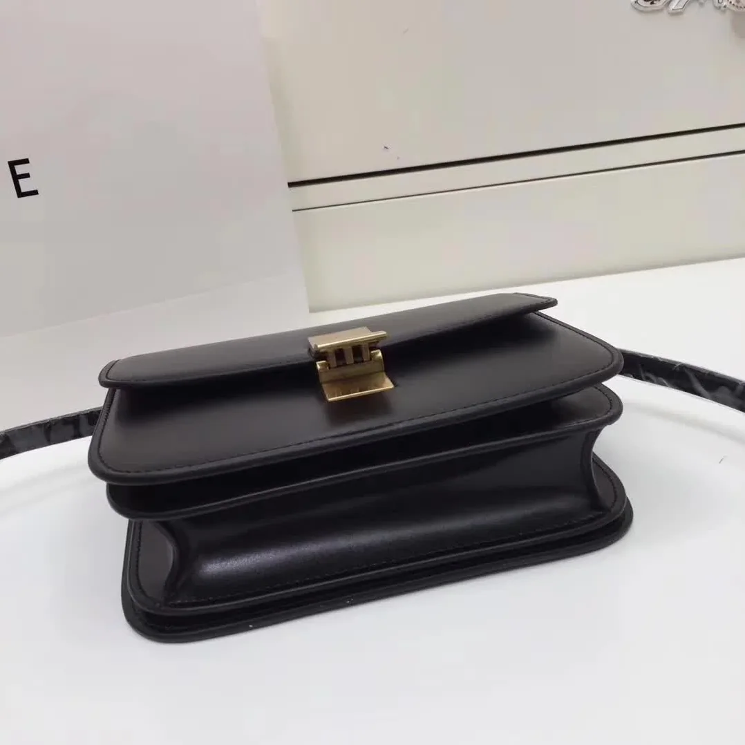 Celine Medium Classic Bag in Box Calfskin Leather in Black