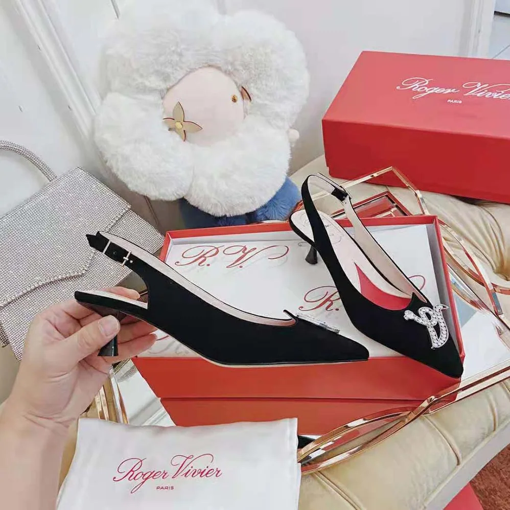 Roger Vivier I Love Vivier RV Jewel Slingback Pumps in Suede for Women