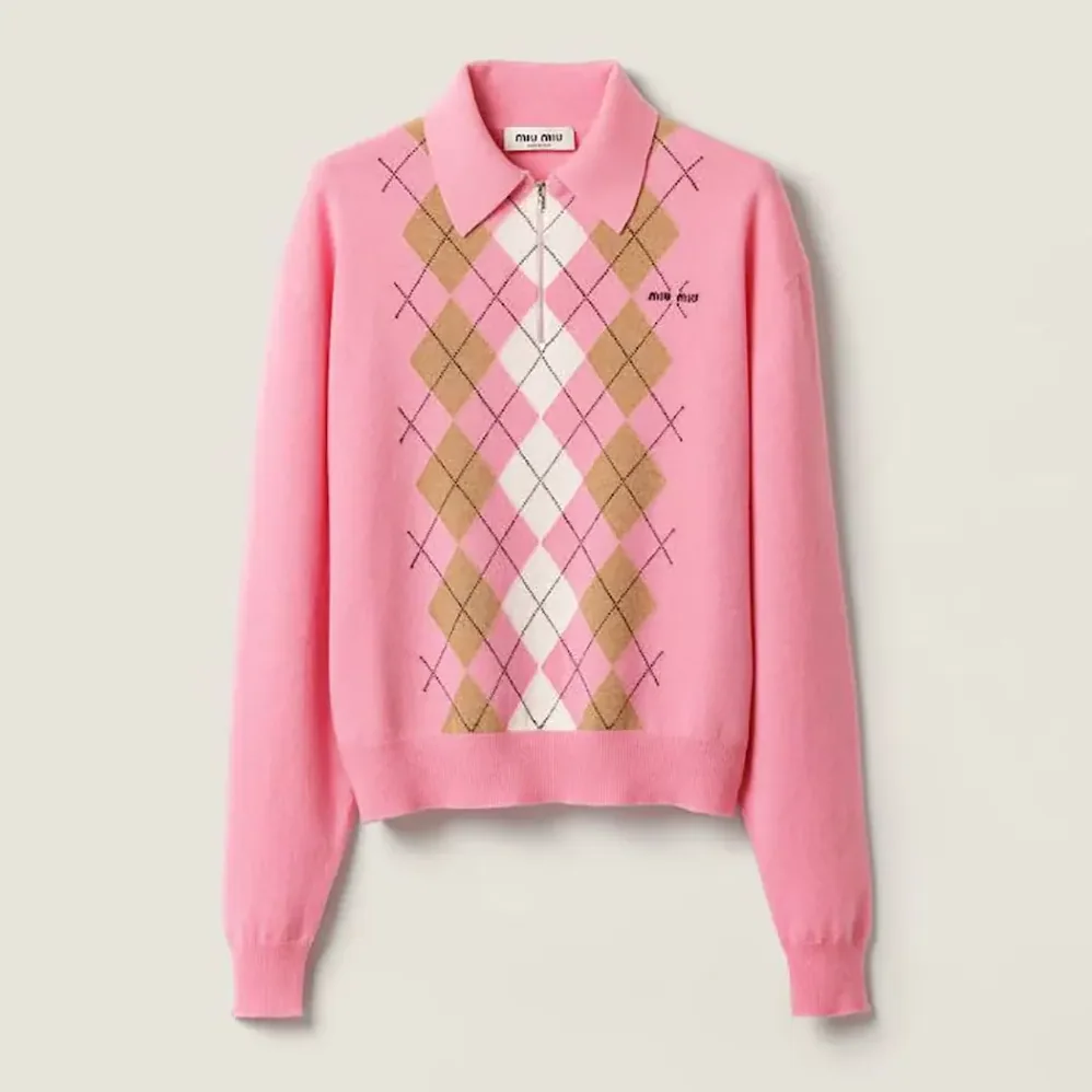 Miu Miu Cashmere Half for Women in Zipper Polo Shirt Miu Miu Cashmere Half for Women in Zipper Polo Shirt