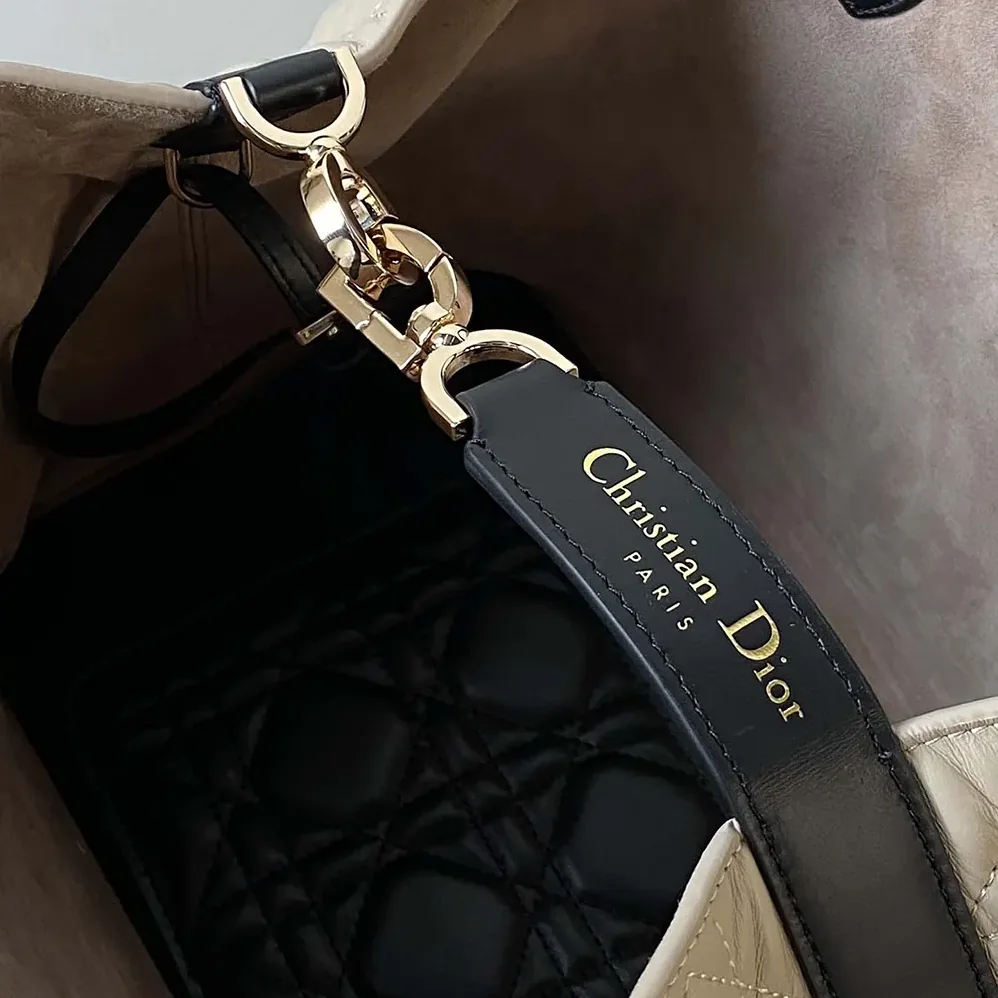 Dior Medium Dior Toujours Bag Rope Beige and Black Macrocannage Calfskin for Women Dior Medium Dior Toujours Bag Rope Beige and Black Macrocannage Calfskin for Women