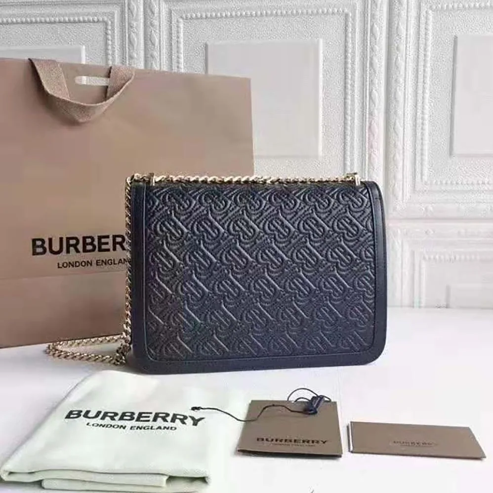 Burberry Medium Quilted Monogram Lambskin TB Bag for Women in Black Burberry Medium Quilted Monogram Lambskin TB Bag for Women in Black
