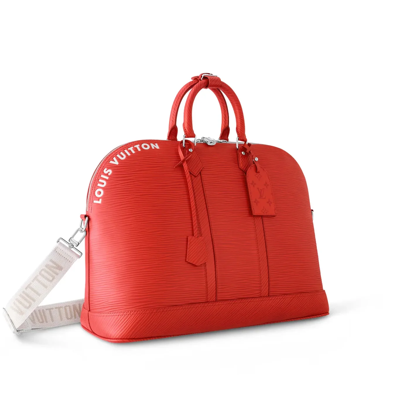 Louis Vuitton Alma Travel GM Top Handle Bag in Red Silver Hardware Louis Vuitton Alma Travel GM Top Handle Bag in Red Silver Hardware