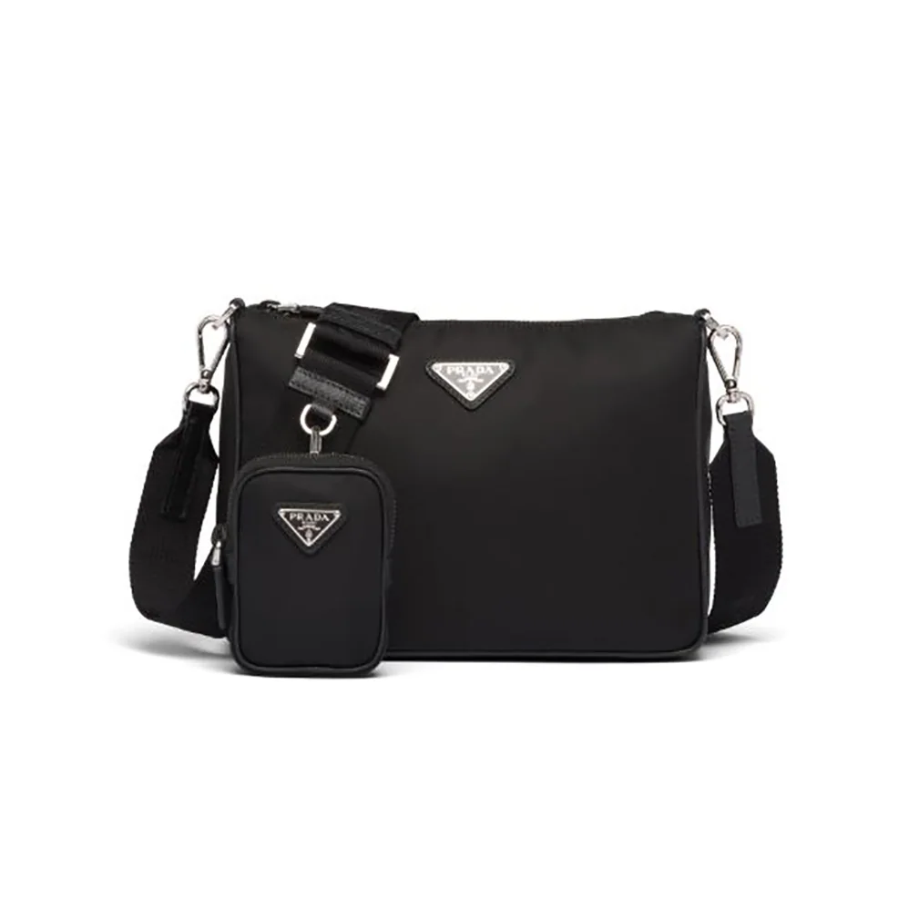 Prada Nylon and Saffiano Leather Bag with Strap for Men in Black Prada Nylon and Saffiano Leather Bag with Strap for Men in Black