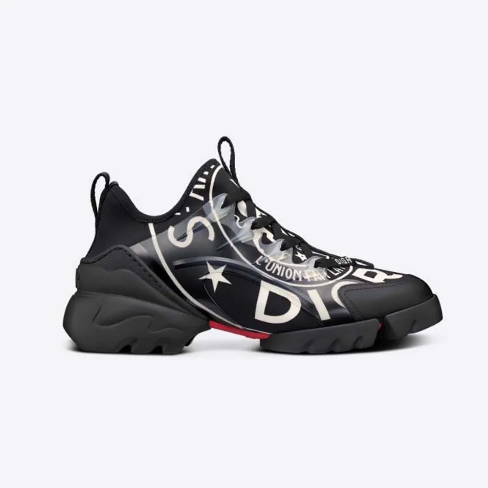 Dior D-Connect Sneaker Black Technical Fabric with Dior Union Print for Women
