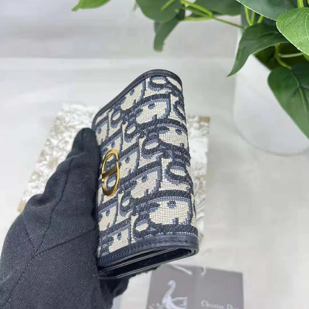 Dior 30 Montaigne Lotus Wallet Blue Dior Oblique Jacquard for Women Dior 30 Montaigne Lotus Wallet Blue Dior Oblique Jacquard for Women
