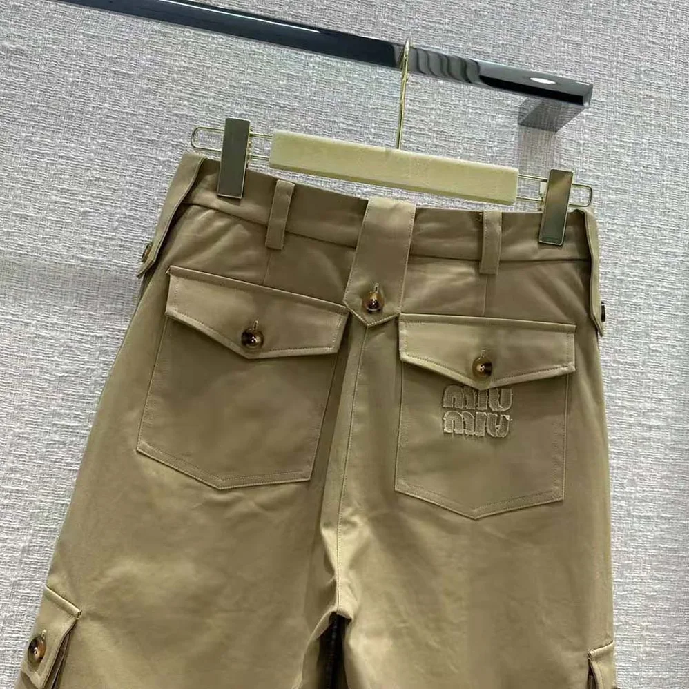 Miu Miu Chino Bermudas with Embroidered Logo on the Back for Women
