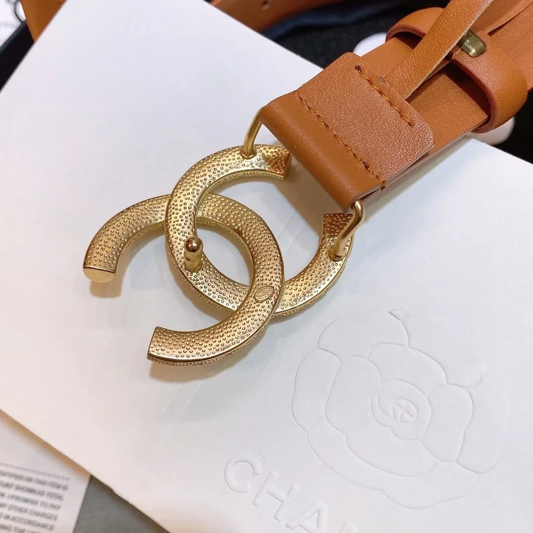 Chanel Brown Belt With Double C Buckle Gold-Toned and Strass Metal for Women Chanel Brown Belt With Double C Buckle Gold-Toned and Strass Metal for Women