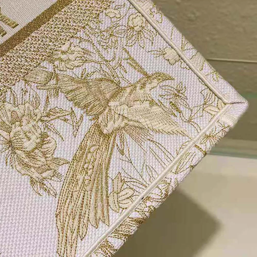 Dior Medium Dior Book Tote Dior Jardin D'Hiver Embroidery with Gold for Women in Tone Metallic Thread