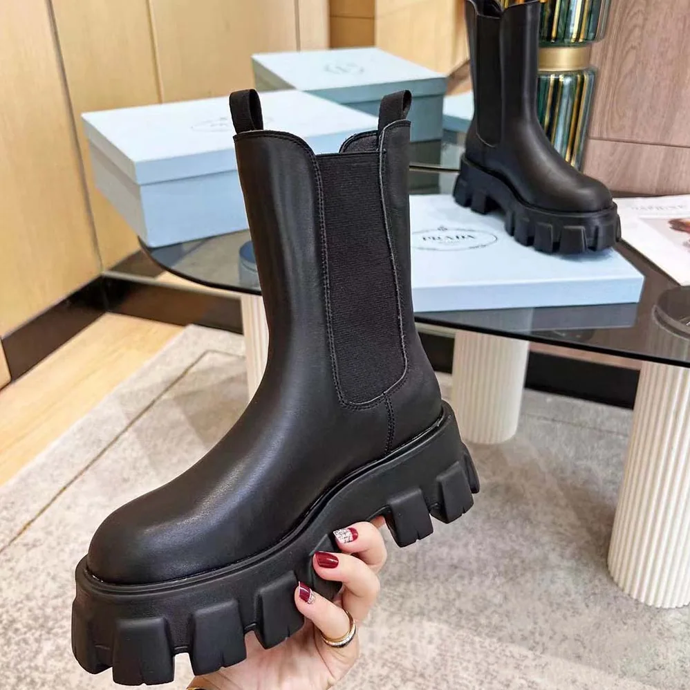 Prada Monolith Brushed Leather Chelsea Boots for Unisex Prada Monolith Brushed Leather Chelsea Boots for Unisex