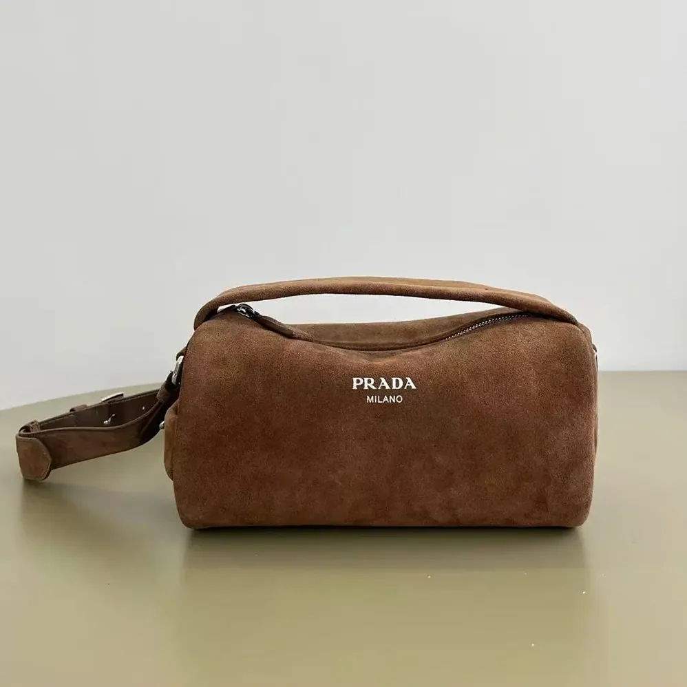 Prada Suede Leather Shoulder Bag for Unisex in Coffee Prada Suede Leather Shoulder Bag for Unisex in Coffee