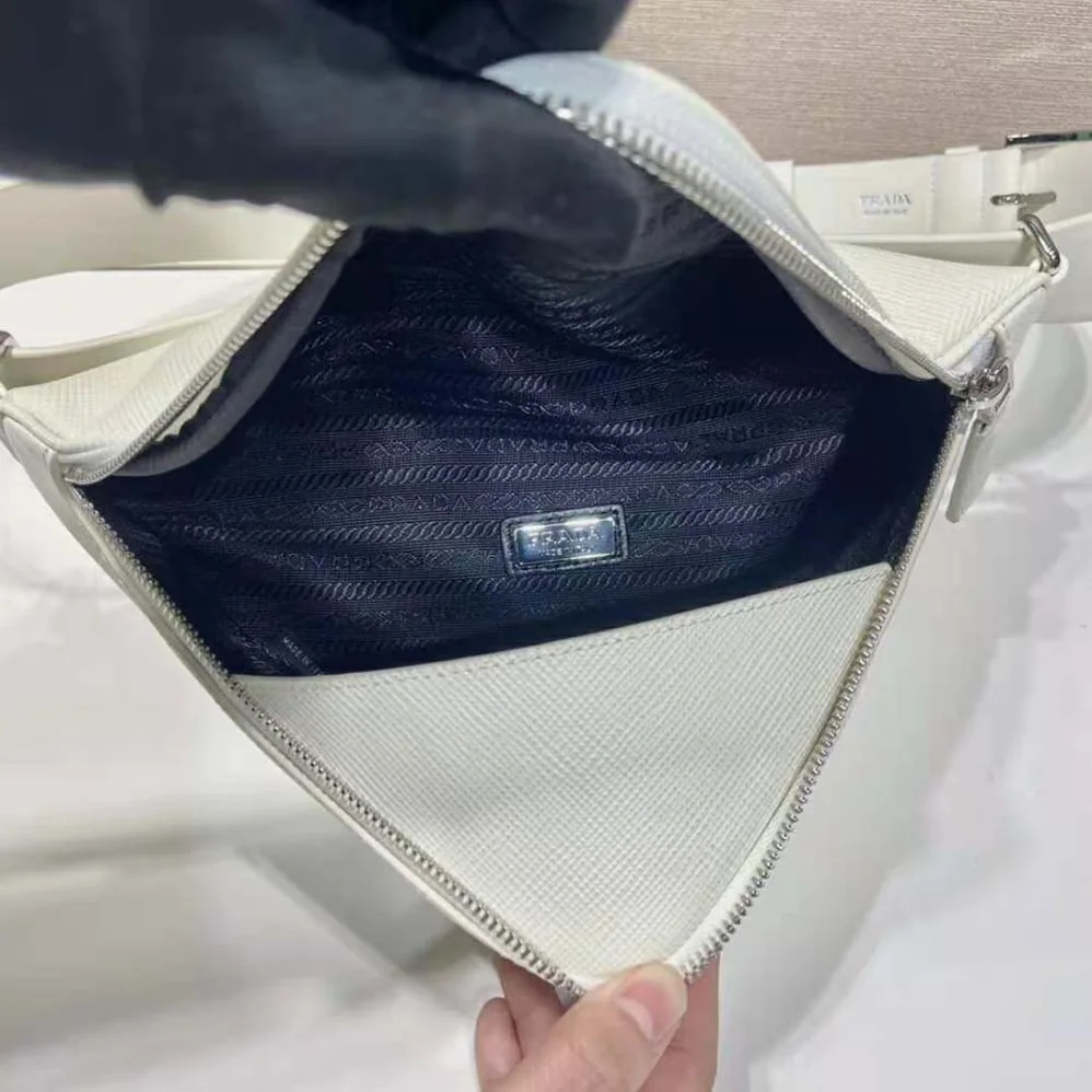 Prada Saffiano Leather Belt Bag for Unisex in White Prada Saffiano Leather Belt Bag for Unisex in White