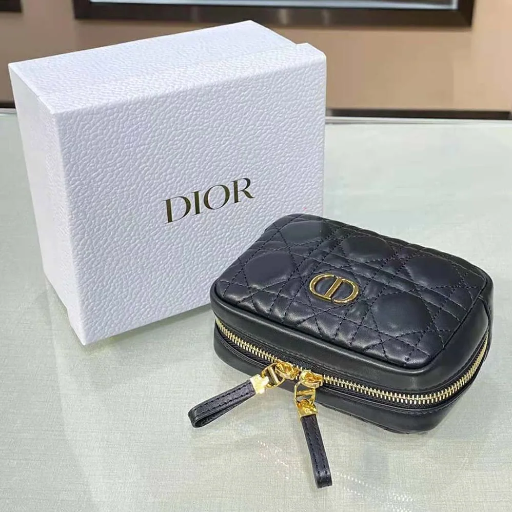 Dior Small Dior Caro Zipped Pouch Black Cannage Lambskin for Women Dior Small Dior Caro Zipped Pouch Black Cannage Lambskin for Women