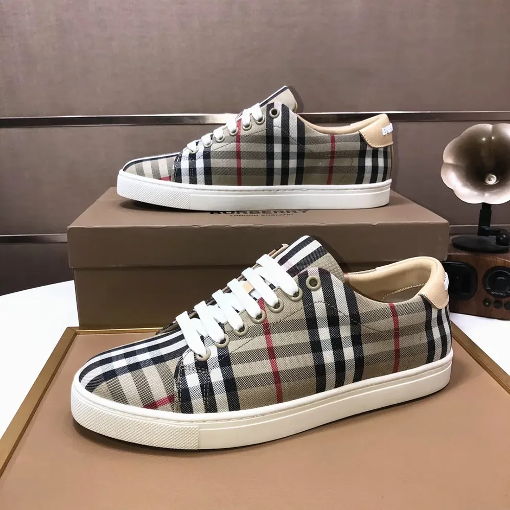 Burberry Check and Leather Sneakers-80497771 for Unisex