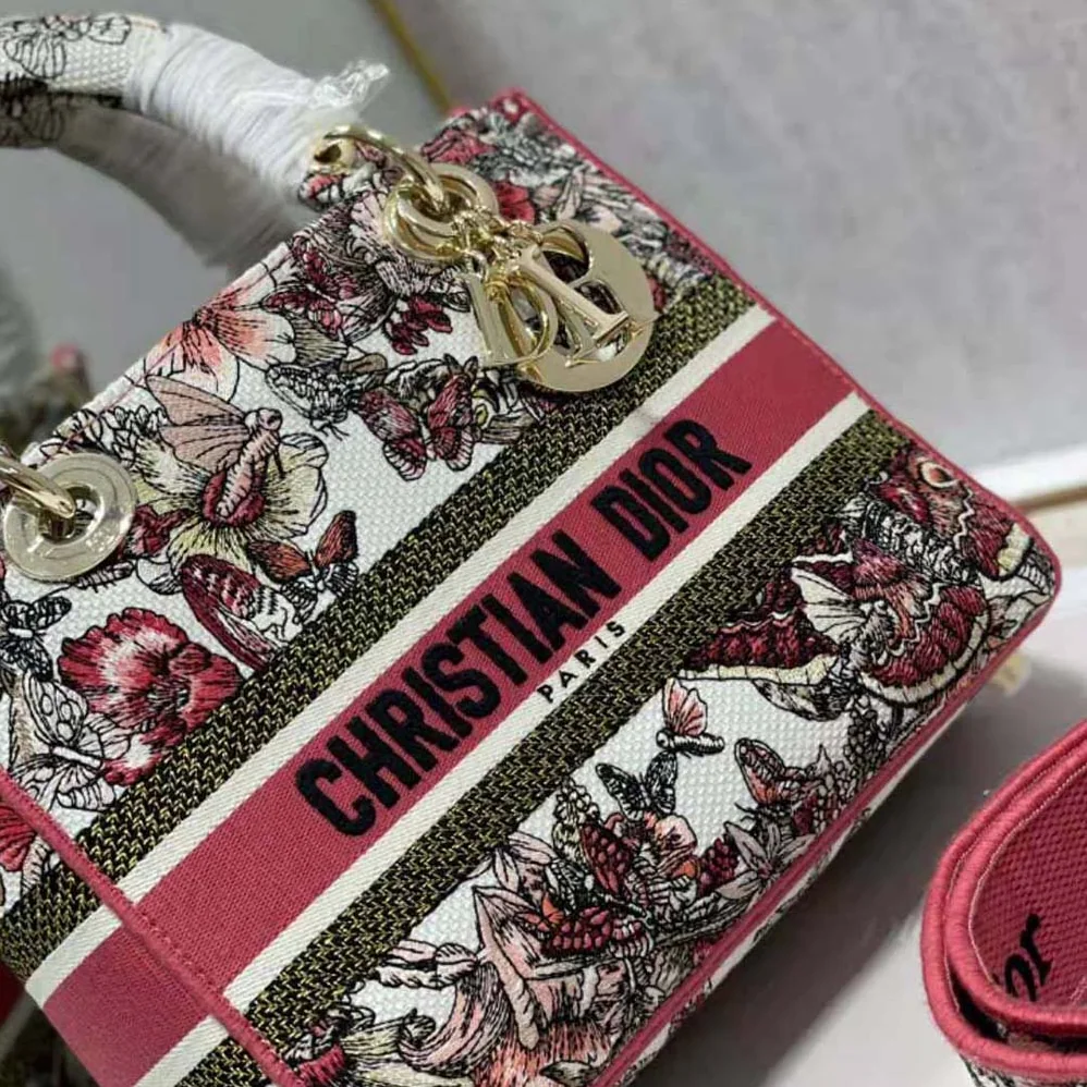 Dior Medium Lady D-lite Bag Multicolor Butterfly Embroidery for Women Dior Medium Lady D-lite Bag Multicolor Butterfly Embroidery for Women