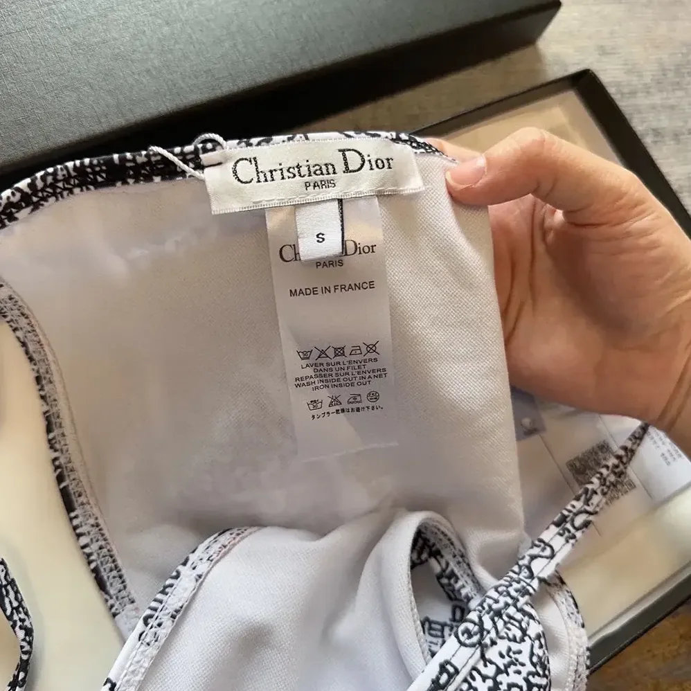 Dior Bikini Top / Bottom White and Black Technical Fabric with Plan de Paris Motif for Women