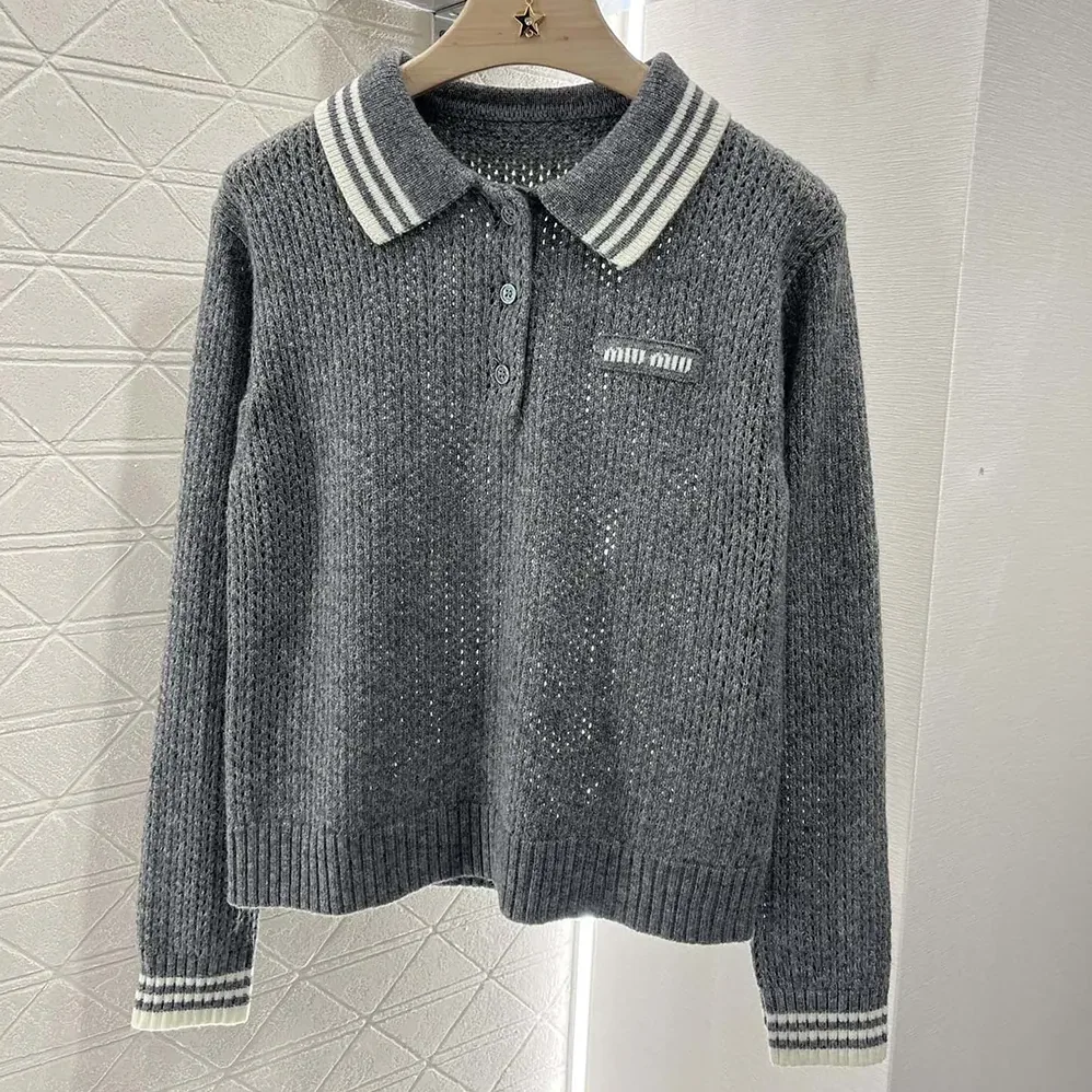 Miu Miu Wool and Cashmere Polo Sweater for Women Miu Miu Wool and Cashmere Polo Sweater for Women