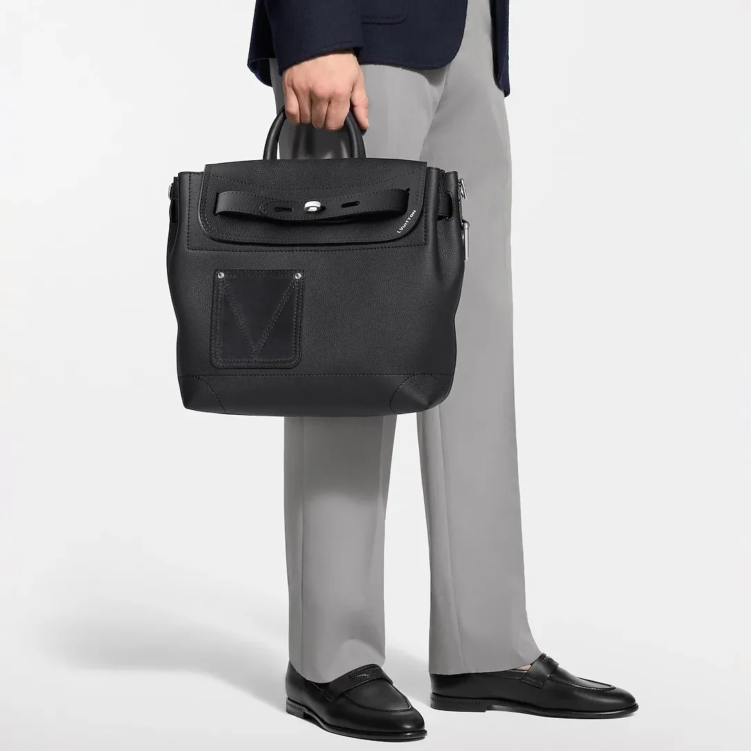 Louis Vuitton Steamer 30 Top Handle Bag in Black Silver Hardware