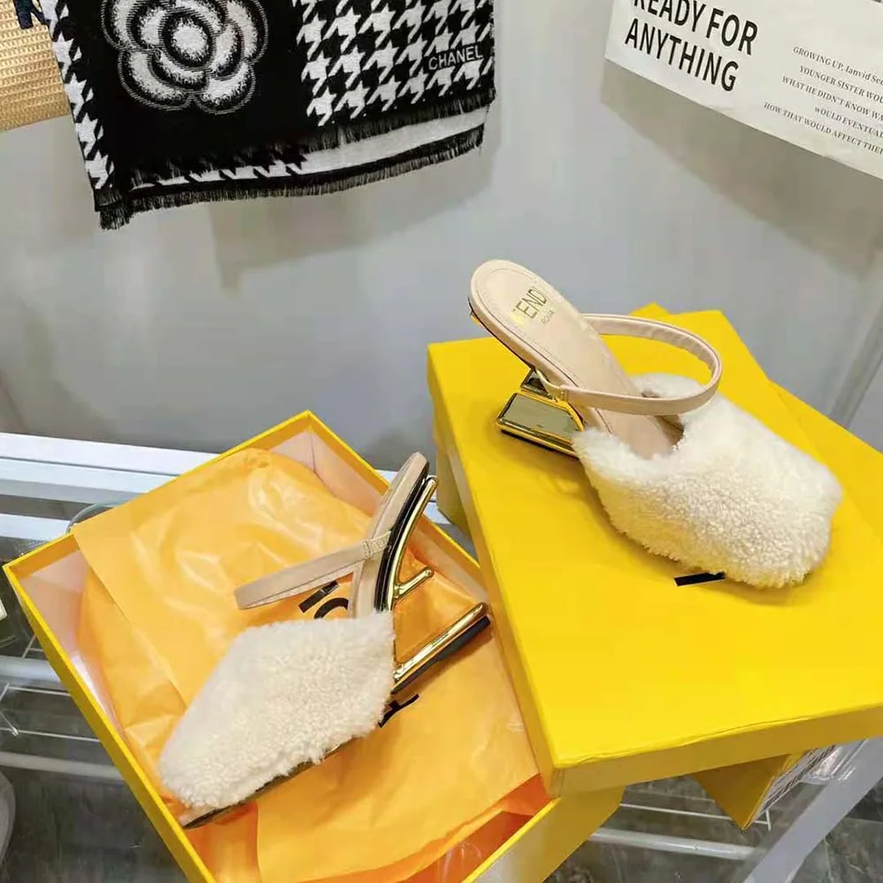 Fendi First White Sheepskin High for Women in Heeled Sandals Fendi First White Sheepskin High for Women in Heeled Sandals