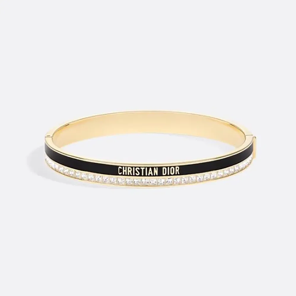 Dior Night Code Bangle Gold-Finish Metal White Crystals and Black Lacquer for Women Dior Night Code Bangle Gold-Finish Metal White Crystals and Black Lacquer for Women