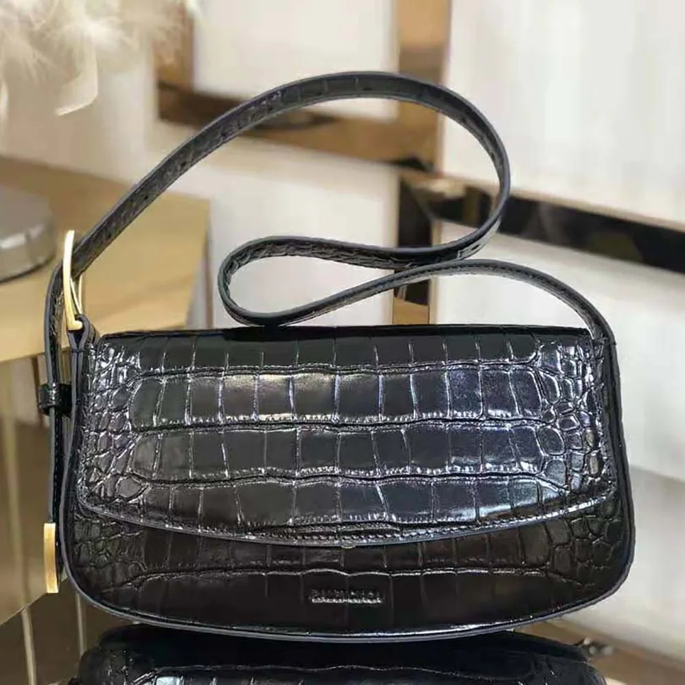 Balenciaga Ghost Sling Bag in Black Crocodile Embossed Calfskin for Women Balenciaga Ghost Sling Bag in Black Crocodile Embossed Calfskin for Women