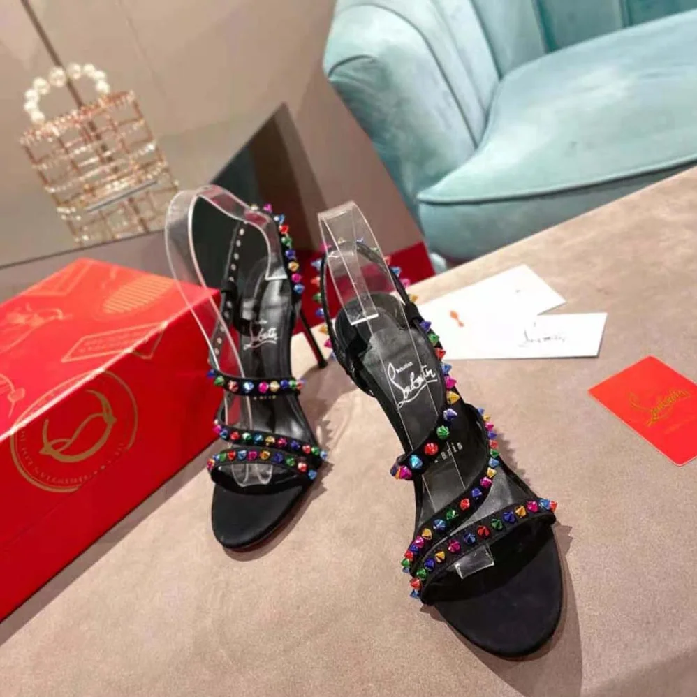 Christian Louboutin Spikita Strap 100 mm Heel Height for Women in Black Christian Louboutin Spikita Strap 100 mm Heel Height for Women in Black