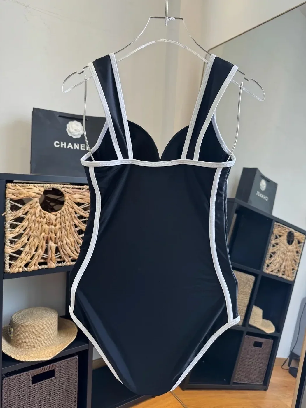 Chanel Contoured Interlocking CC One in Piece Swimsuit Black