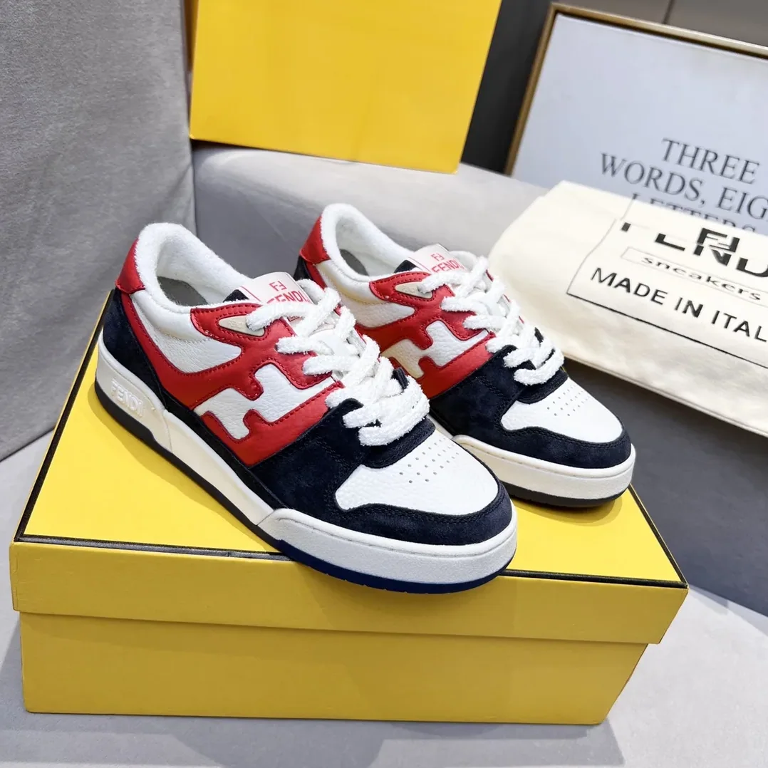 Fendi FD Match Low Tops Sneakers Red And Black Fendi FD Match Low Tops Sneakers Red And Black