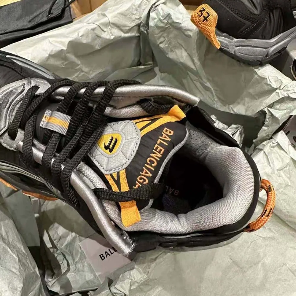 Balenciaga Runner Sneaker in Black/Grey/Neon Orange Nylon and Suede for Unisex in like Fabric Balenciaga Runner Sneaker in Black/Grey/Neon Orange Nylon and Suede for Unisex in like Fabric