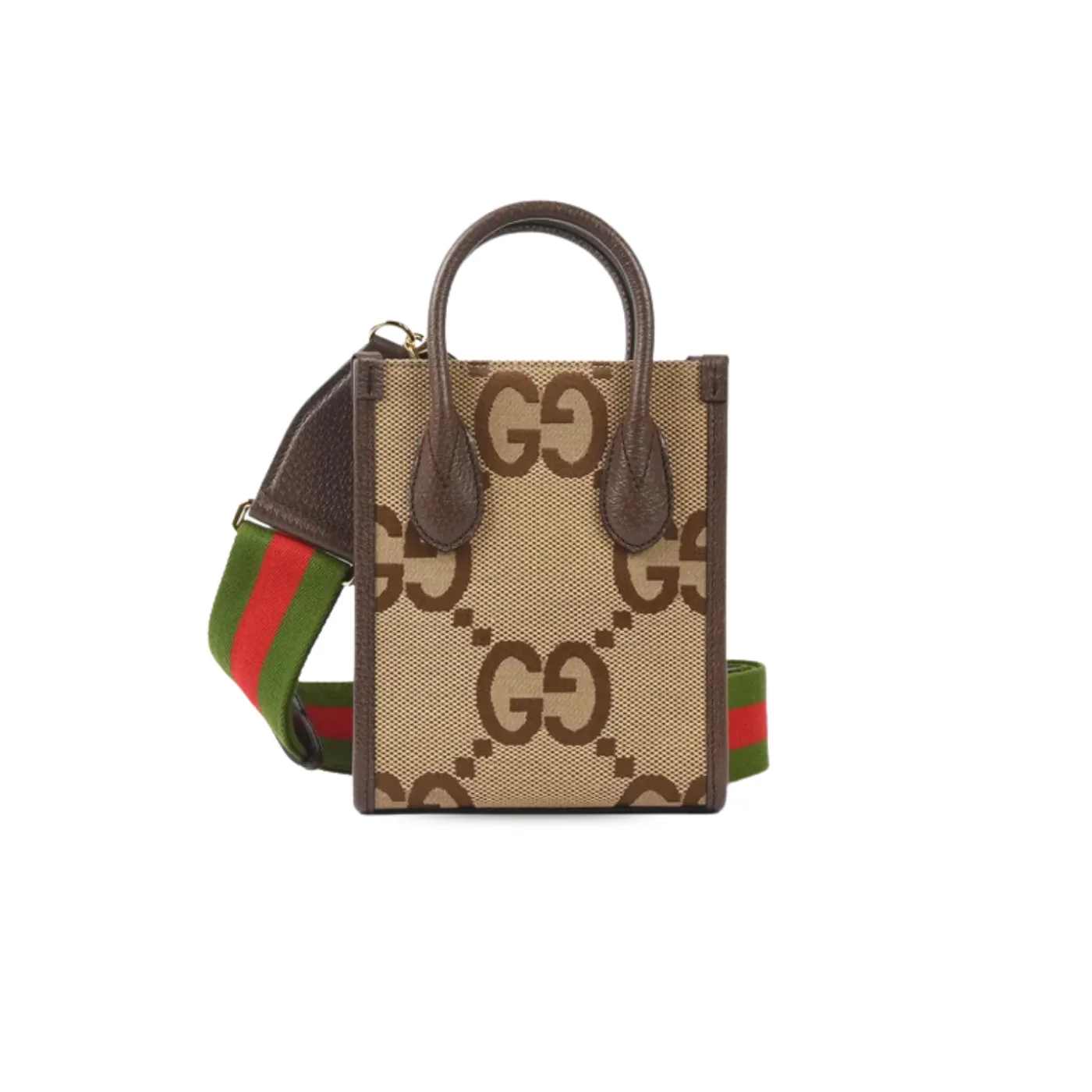 Gucci Jumbo GG Mini Tote Bag / Camel And Ebony Jumbo Canvas Gold Hardware Gucci Jumbo GG Mini Tote Bag / Camel And Ebony Jumbo Canvas Gold Hardware