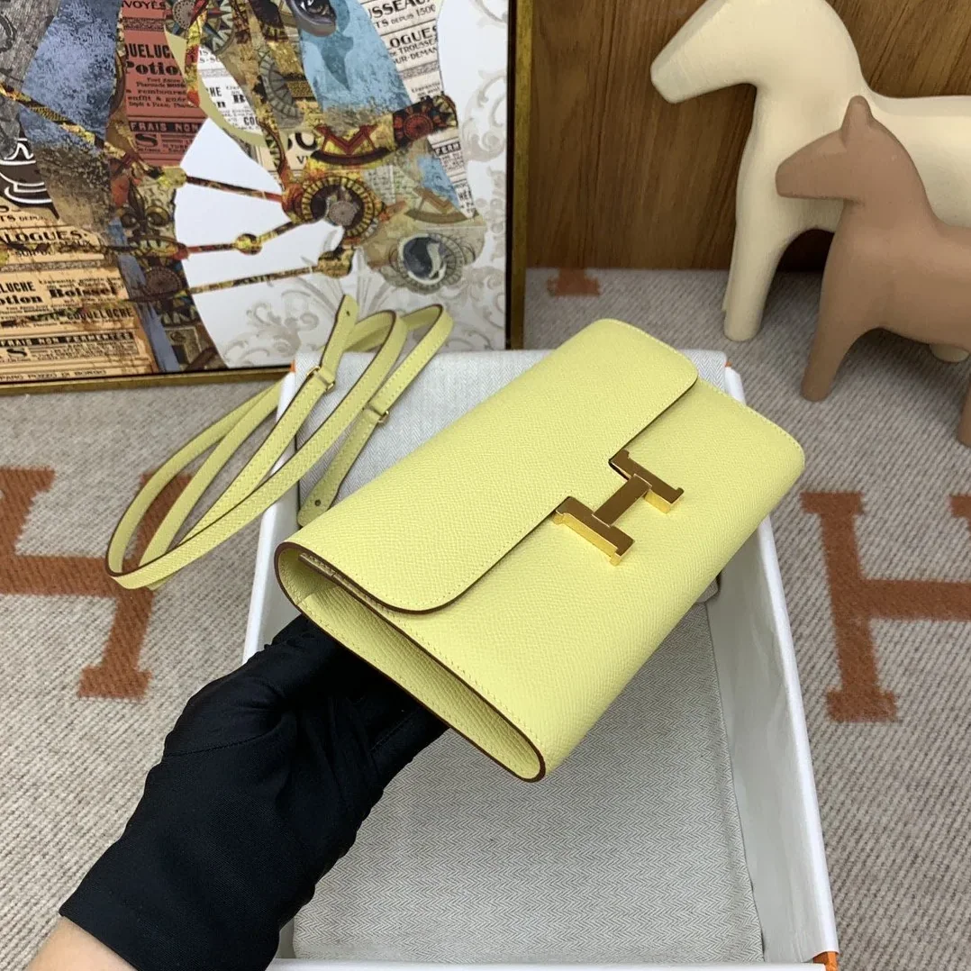 Hermes Constance Long Togo Wallet Yellow, Gold Toned Hardware Bag