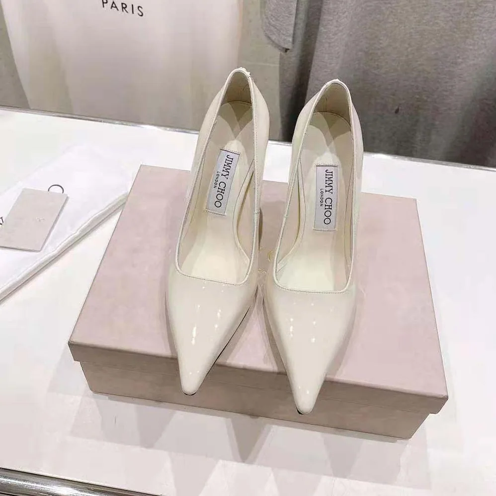 Jimmy Choo Ixia 95 Latte Patent Leather Pumps-IXIA95PAT for Women