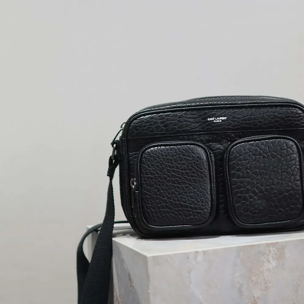 Saint Laurent YSL City Saint Laurent Camera Bag in Grained Leather for Unisex in Black