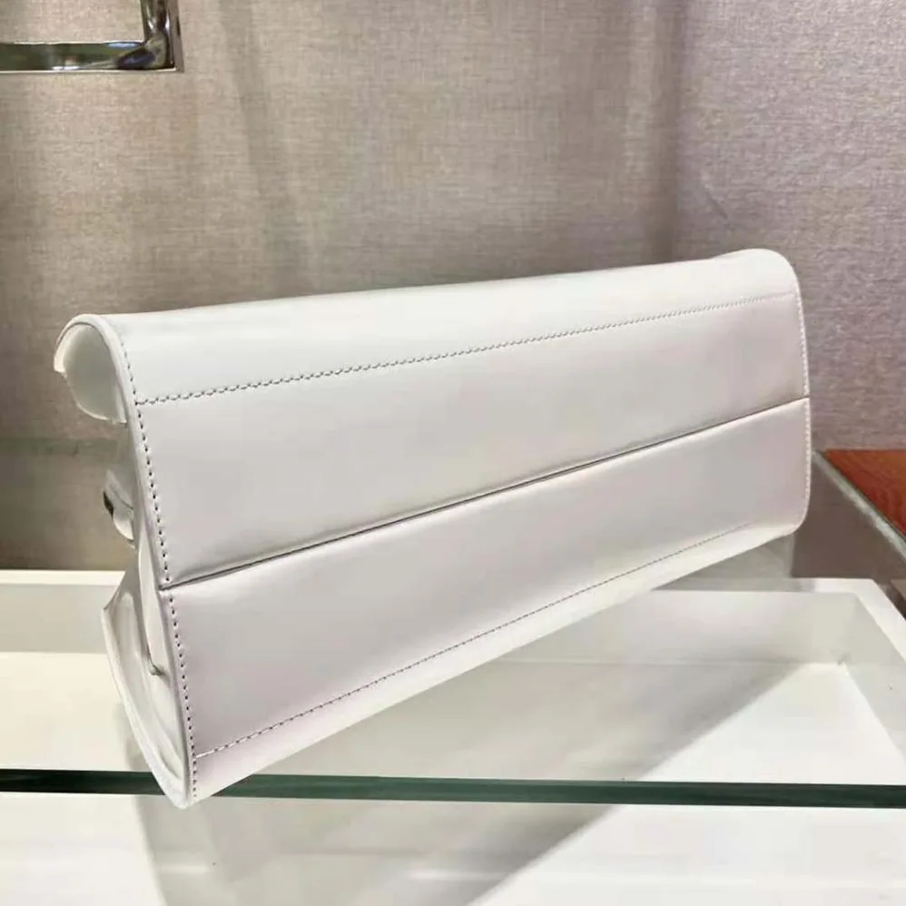Prada Brushed Leather Handbag for Women in White