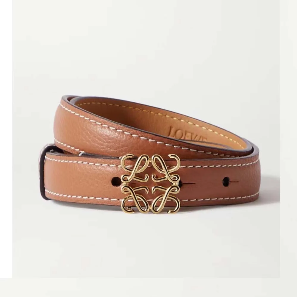 Loewe Anagram Belt in Pebble Grain Calfskin for Women in Brown Loewe Anagram Belt in Pebble Grain Calfskin for Women in Brown