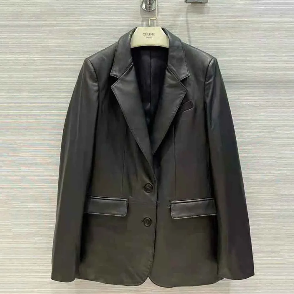 Celine Tournon Jacket in Lambskin Leather for Women in Black