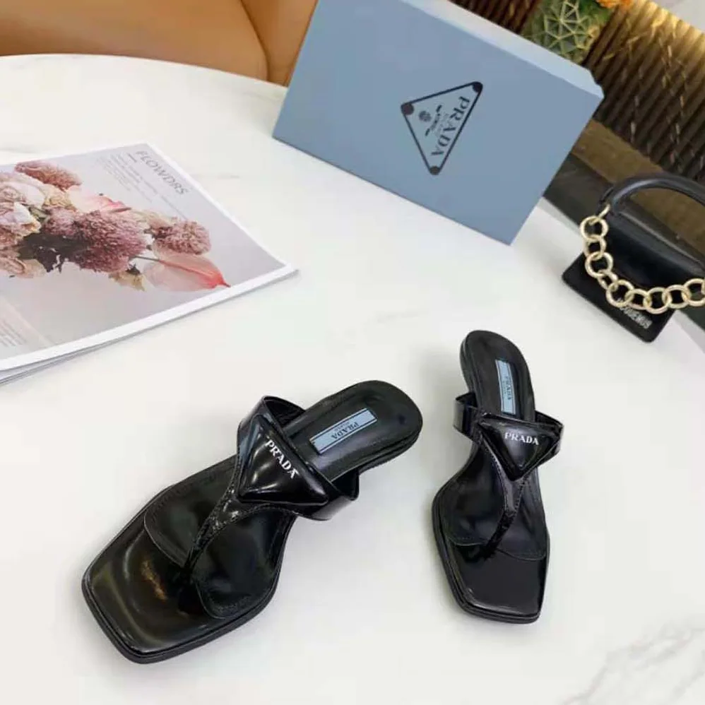 Prada Brushed Leather High for Women in heeled Thong Sandals Prada Brushed Leather High for Women in heeled Thong Sandals